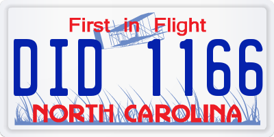 NC license plate DID1166