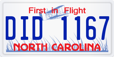 NC license plate DID1167