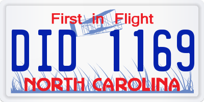 NC license plate DID1169