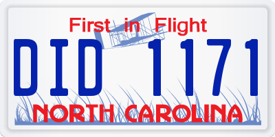 NC license plate DID1171