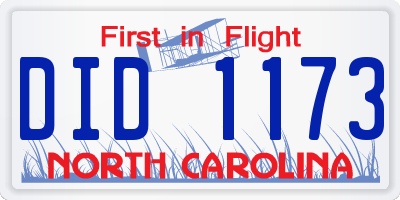 NC license plate DID1173