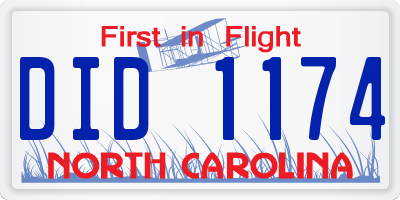NC license plate DID1174