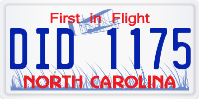 NC license plate DID1175
