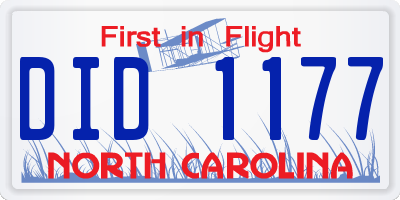 NC license plate DID1177