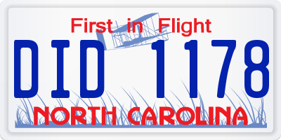 NC license plate DID1178