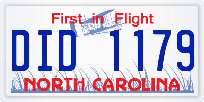 NC license plate DID1179