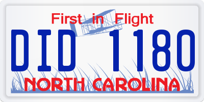 NC license plate DID1180