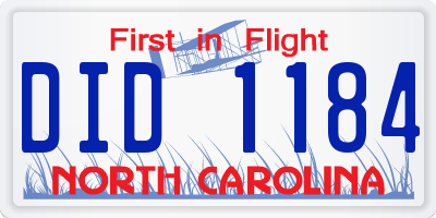 NC license plate DID1184