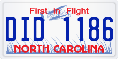 NC license plate DID1186