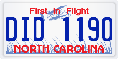 NC license plate DID1190