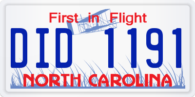NC license plate DID1191