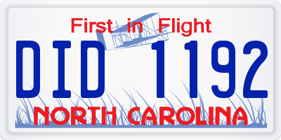 NC license plate DID1192