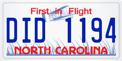 NC license plate DID1194