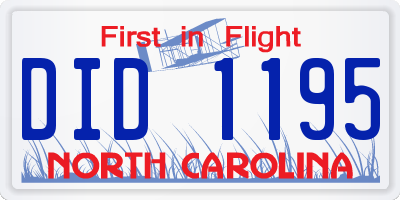 NC license plate DID1195