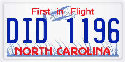 NC license plate DID1196