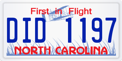 NC license plate DID1197
