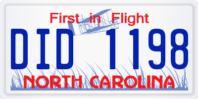 NC license plate DID1198