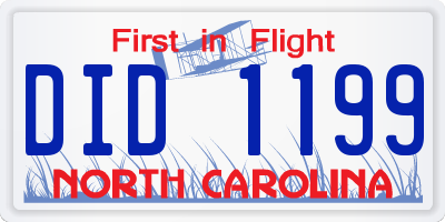 NC license plate DID1199
