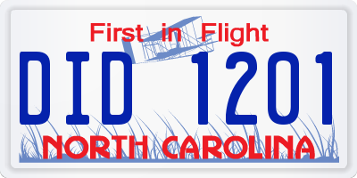 NC license plate DID1201