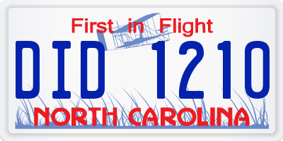 NC license plate DID1210