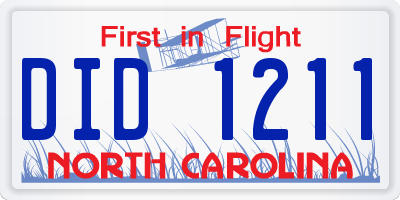 NC license plate DID1211
