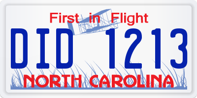 NC license plate DID1213