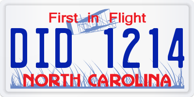 NC license plate DID1214