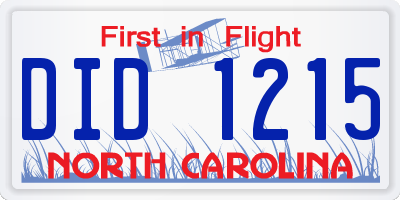 NC license plate DID1215
