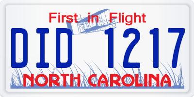 NC license plate DID1217