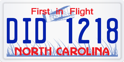 NC license plate DID1218