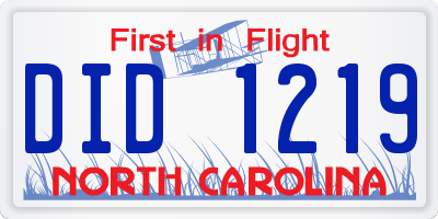NC license plate DID1219