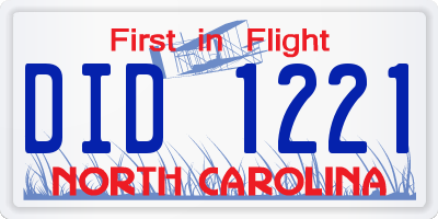 NC license plate DID1221