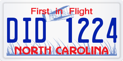 NC license plate DID1224