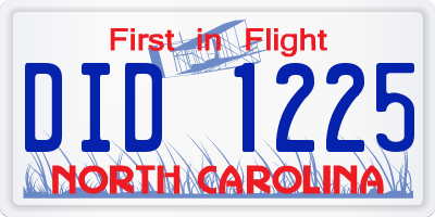 NC license plate DID1225