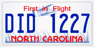 NC license plate DID1227