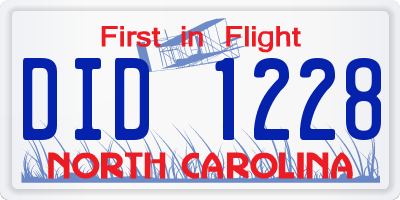 NC license plate DID1228