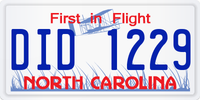 NC license plate DID1229