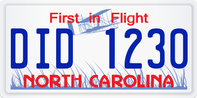 NC license plate DID1230