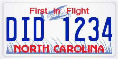 NC license plate DID1234