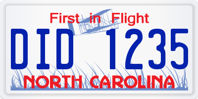 NC license plate DID1235