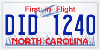 NC license plate DID1240