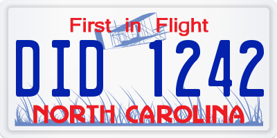 NC license plate DID1242