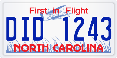 NC license plate DID1243