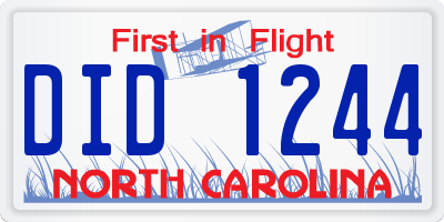 NC license plate DID1244