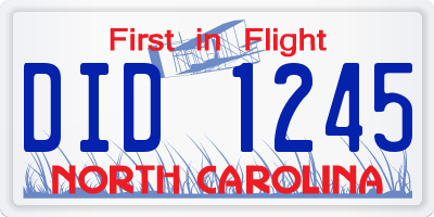 NC license plate DID1245