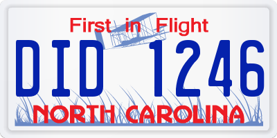 NC license plate DID1246