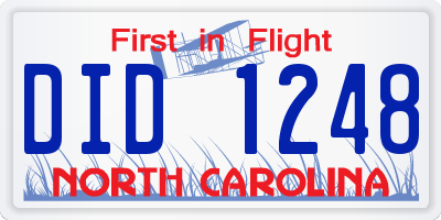 NC license plate DID1248