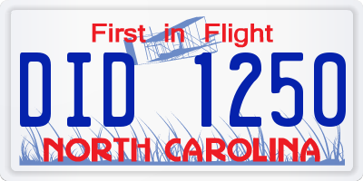 NC license plate DID1250