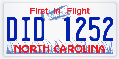 NC license plate DID1252