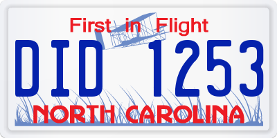 NC license plate DID1253